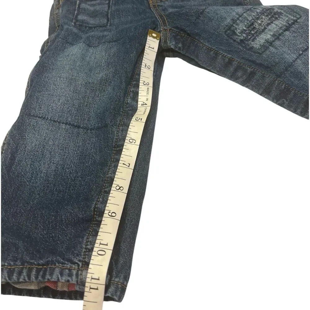 Toddler Denim Overalls 24M Flannel Lined Carpenter Y2K Workwear OshKosh Cute